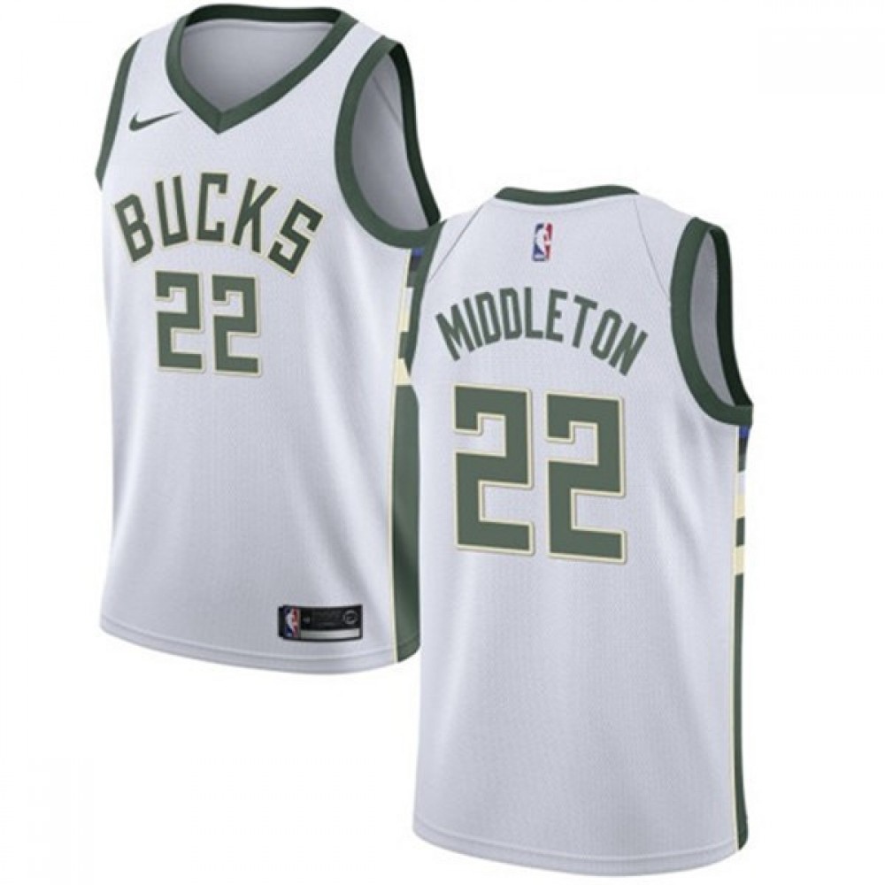 Men's Milwaukee Bucks Khris Middleton #22 White 2020/21 Swingman Jersey - Association Edition-Pro Kit Vault | Brand New 26/27 Sports Jerseys